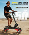 1600W Dual Suspension Electric Scooter – 50km Range, 50km/h, 11” Off-Road Tires, 48V 18Ah