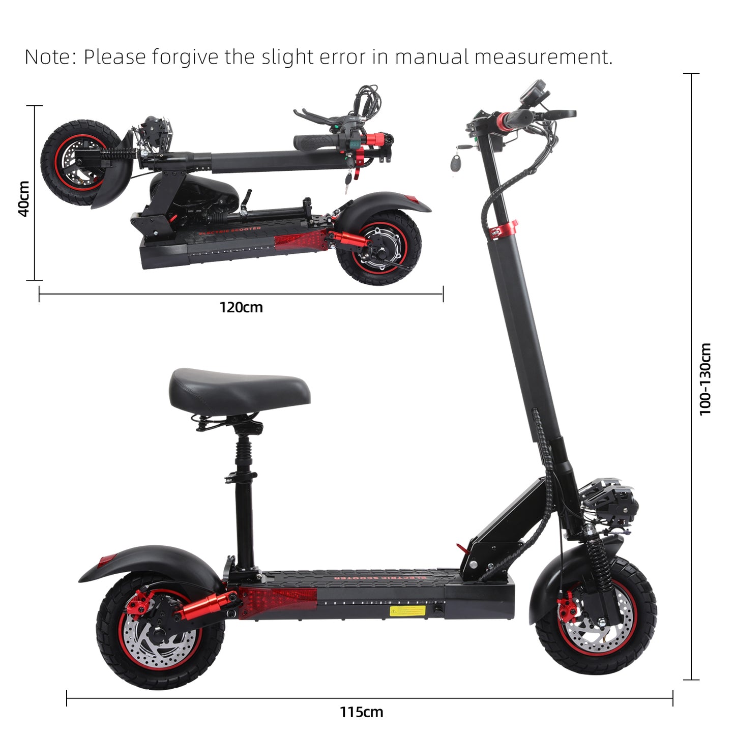 800W Rear-Wheel Drive Electric Scooter – 55km Range, 45km/h, 10” Off-Road Tires, IPX5
