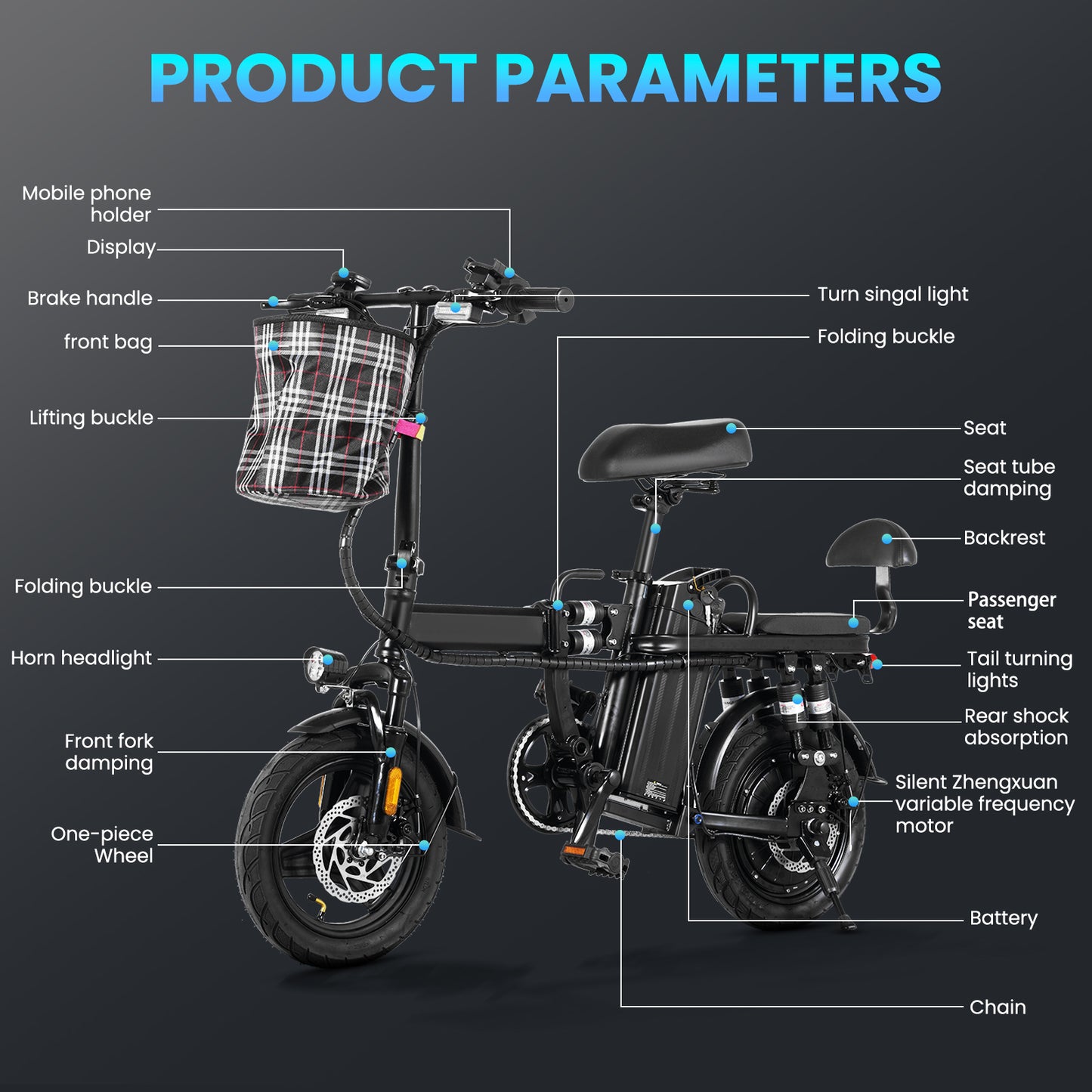 A9 ELECTRIC SCOOTER, 500W MOTOR, 14 INCH TIRES WITH DISC BREAKS