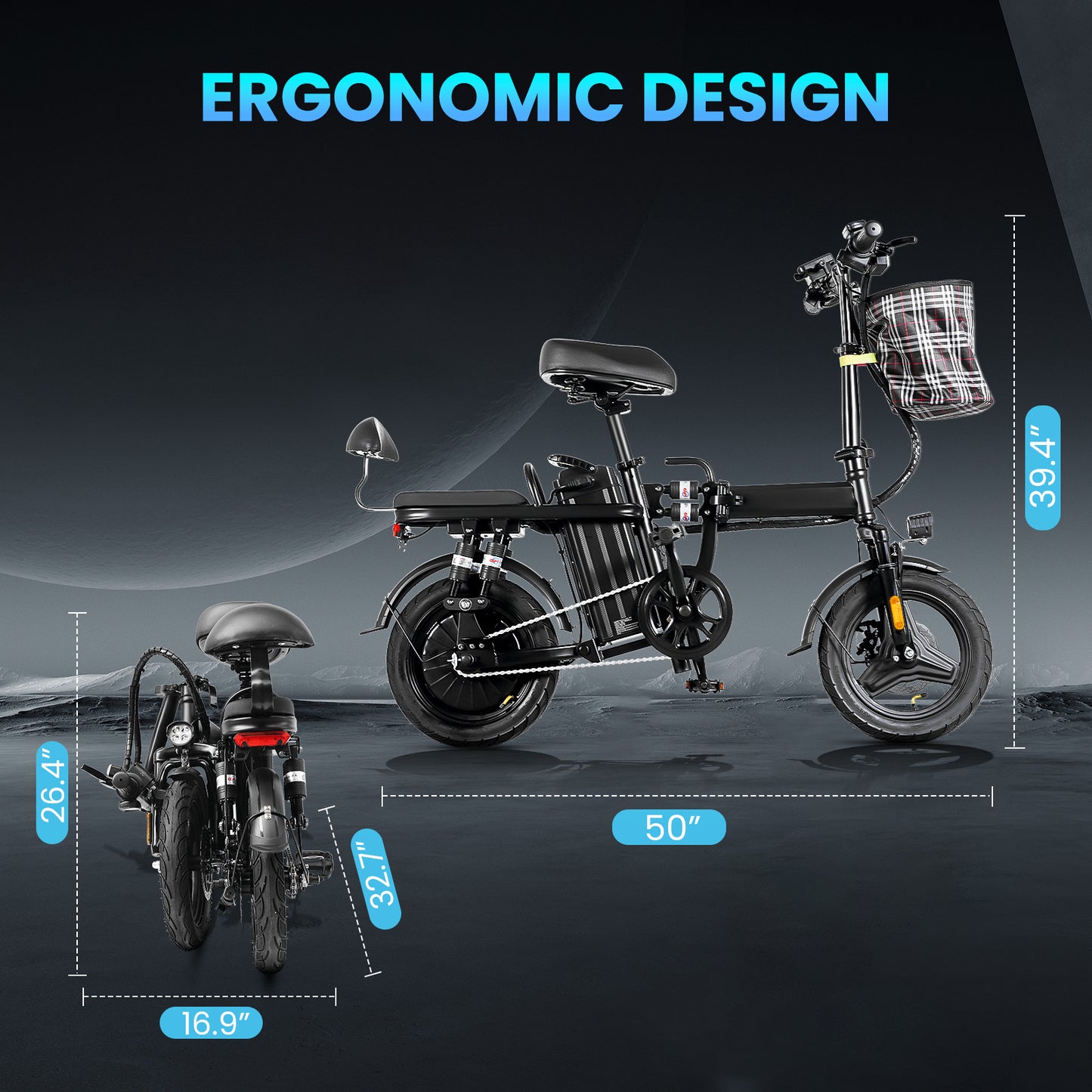 A9 ELECTRIC SCOOTER, 500W MOTOR, 14 INCH TIRES WITH DISC BREAKS