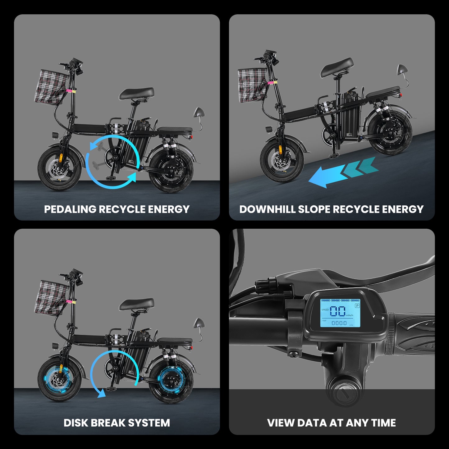 A9 ELECTRIC SCOOTER, 500W MOTOR, 14 INCH TIRES WITH DISC BREAKS