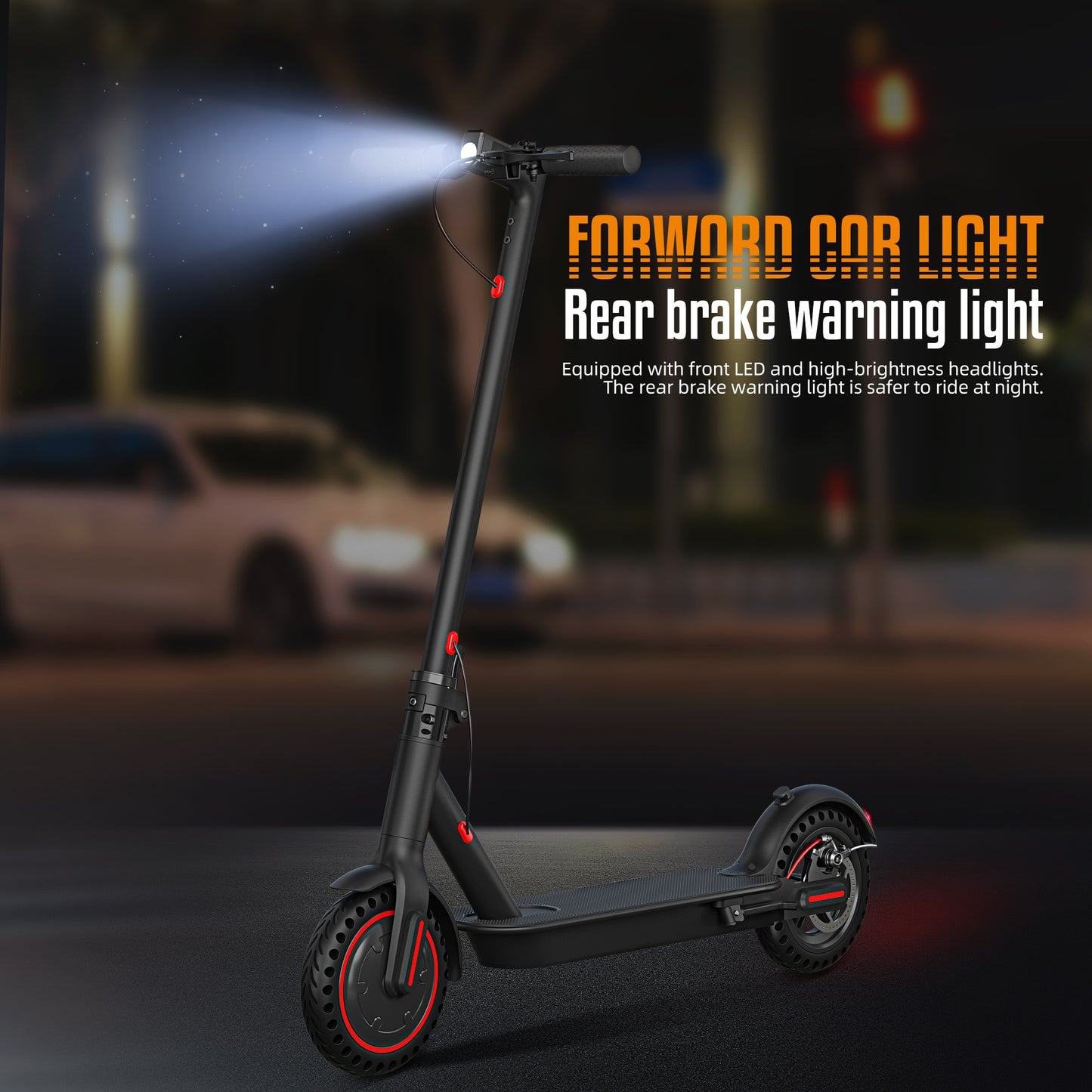 350W Electric Scooter, 36v-10.4Ah - 30km Range, Solid Tires, App Control, Disc Brakes, IP54 Water Resistant