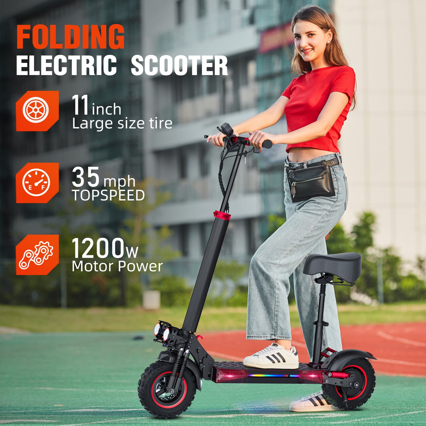 1600W Dual Suspension Electric Scooter – 60km Range, 50km/h, 11” Off-Road Tires, 48V 21Ah