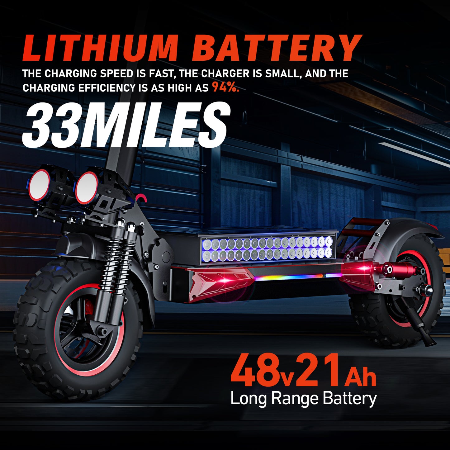 1600W Dual Suspension Electric Scooter – 60km Range, 50km/h, 11” Off-Road Tires, 48V 21Ah