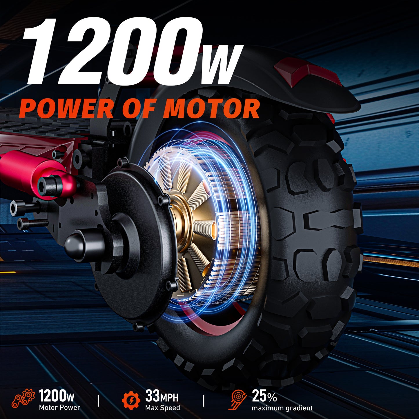 1600W Dual Suspension Electric Scooter – 60km Range, 50km/h, 11” Off-Road Tires, 48V 21Ah