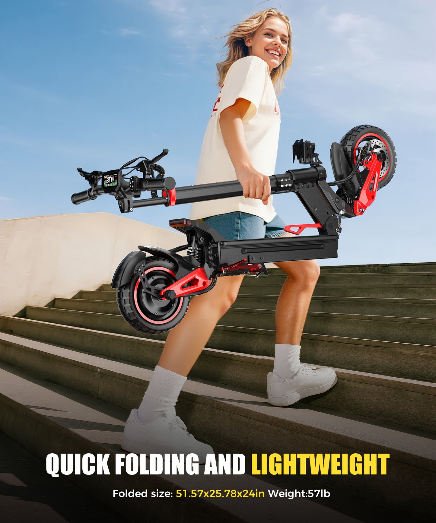 1600W Dual Suspension Electric Scooter – 50km Range, 50km/h, 11” Off-Road Tires, 48V 18Ah